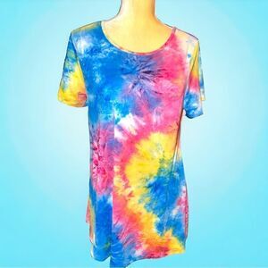 Sunday Morning awesome tie dyed flared hem tunic top. New